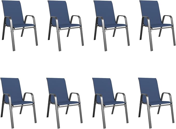 Patio Dining Chairs Set of 8 Outdoor Stackable Dining Chairs by TQKVIPI