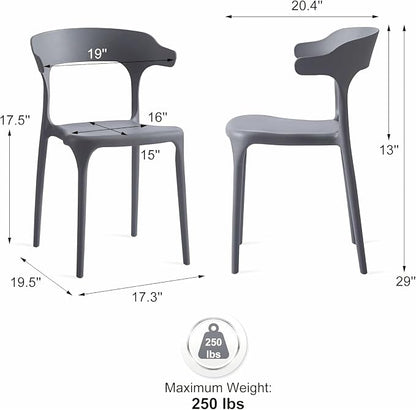 Modern Stackable Dining Chair Set, No Assembly, Plastic Chair, Patio Chair - Image 3