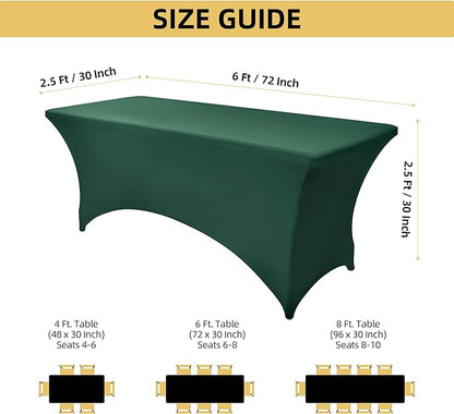 10-Pack 6ft Spandex Table Covers for Rectangle Standard Folding Tables - Wrinkle Resistant Stretch Tablecloths - Ultimate Fitted Table Protector for Parties, Banquet, Wedding