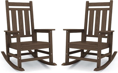 Oversized Outdoor Rocking Chair Set of 2, HDPE Patio Rockers by KINGYES