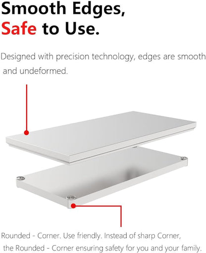 Stainless Steel Commercial Kitchen Prep Table, 39x20 Inch, NSF Work Table with Undershelf, 5-Layer Wire Drawing Process, Easy Installation (39IN*20IN*30IN*Double-Deck Workbench)