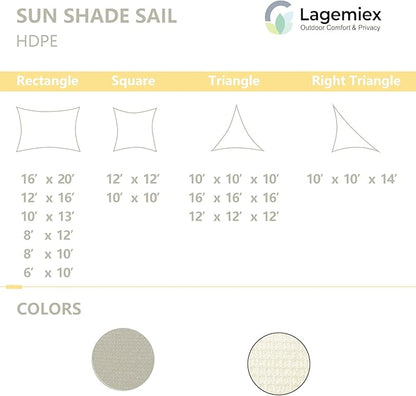 12' x 16' Rectangle Sun Shade Sail, 185 GSM HDPE, Dark Grey | 95% UV block - Image 5