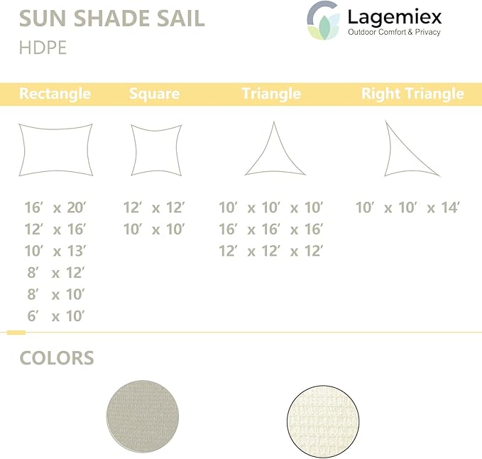 10' x 10' Rectangle Sun Shade Sail, 185 GSM HDPE, Dark Grey | 95% UV block - Image 5
