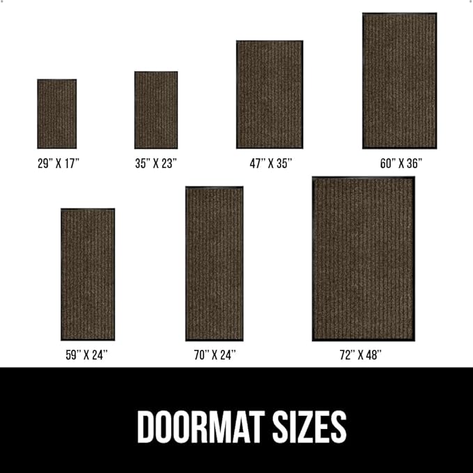 GORILLA GRIP Waterproof Traffic Guard Door Mat, 2 Pack Heavy Duty Entryway Mats, Strong Rubber Back Commercial Utility Rugs for Office Hallway, Garage Floor and Home, Low Profile Carpet, 35x23, Brown
