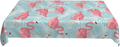 Worltoldb Flamingo Palm Leaf Tablecloths Polyester Table Cloth for Kitchen Dinning Table Washable Table Cover for Parties Wedding Picnic