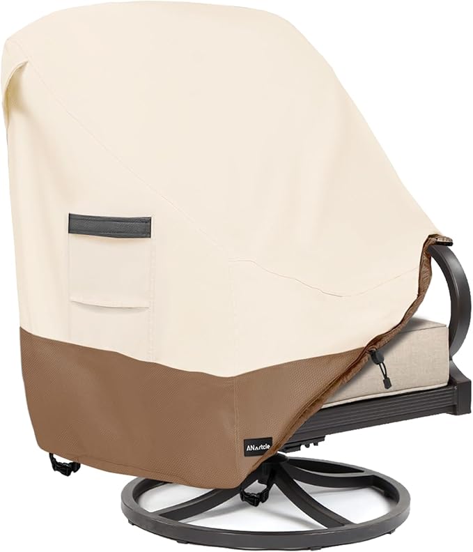 Patio Chair Covers,600D Waterproof Heavy Duty Outdoor Lawn Patio Furniture Covers,Patio Swivel Chair Covers for Outdoor Furniture,(32W x 35D x 36H inches) Beige&Brown