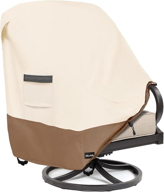 Patio Chair Covers,600D Waterproof Heavy Duty Outdoor Lawn Patio Furniture Covers,Patio Swivel Chair Covers for Outdoor Furniture,(32W x 35D x 36H inches) Beige&Brown
