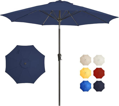 9 FT Outdoor Umbrella Table Umbrella outdoor patio Navy | Large UPF50+ by GREFORG