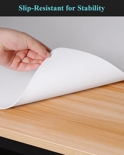 Pure White Plastic Table Cover Protector, 42" x 78" Waterproof Easy Flat PVC Desk Pad Mat, 1.5mm Thick Rectangle Vinyl Table Top Protector for Dining Room Table, Office, Dresser