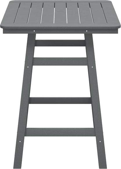 Costaelm Outdoor Bar Table, 37" Counter Height Square Patio Cocktail Bar Table with Umbrella Hole, Patio Bistro Dining Pub Table for Front Porch Deck Backyard Garden, Gray