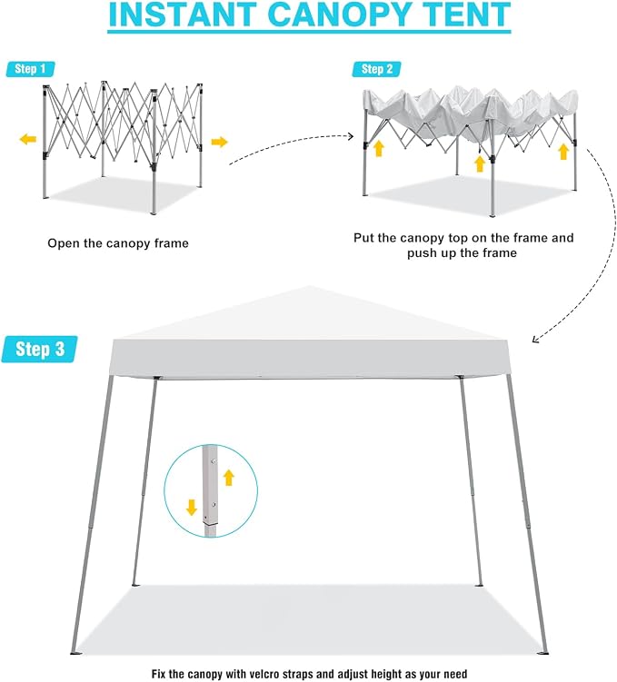 10x10FT Slant Leg Pop Up Canopy Tent, Portable Outdoor Shelter | 10x10FT Base - Image 3