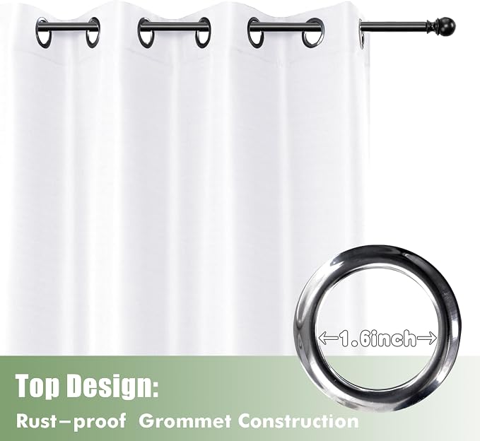HolidayIdeas Outdoor Curtains for Patio Waterproof 8 Pcs 54x84 Inch White | - Image 4