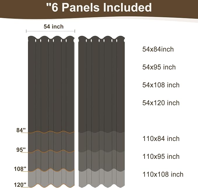 Outdoor Curtains for Patio Waterproof Rod Pocket 6 Pcs 54x95 Inch Taupe | - Image 6