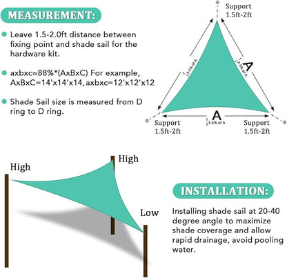 Shade&Beyond Custom Sun Shade Sail 14'X15'X20.5'Triangle Sun Sail Shades Patio - Image 6