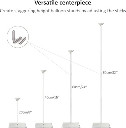 Reusable Acrylic Balloon Stand Kit – Heavy Duty Tabletop Display with Sticks and Base, Ballon Stands for Centerpieces, Centerpiece Table Decorations for Parties (12 Pack 24 inch)