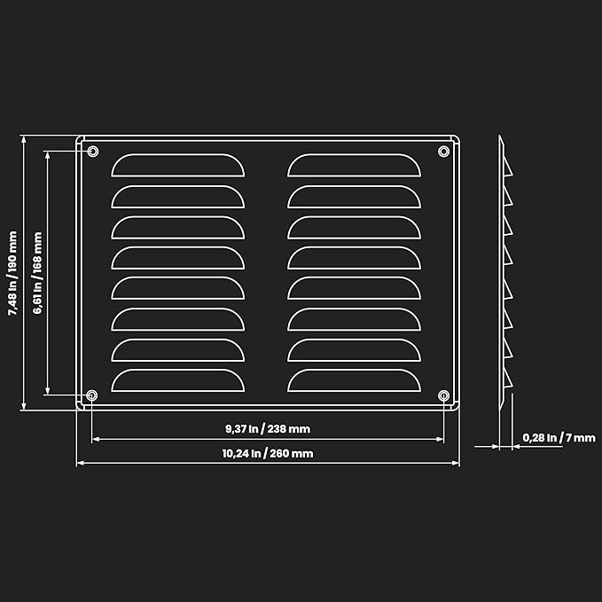 Repa Market 10" x 7.5" Inch (Outer Dimensions) Black Air Vent Cover - Steel Return Air Grilles - for Ceiling and Sidewall - HVAC - with Insect Protection Screen (10.23'' x 7.48'' Inch)