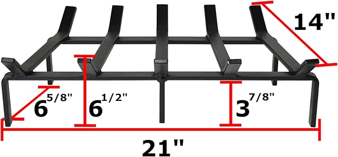 SteelFreak Heavy Duty Steel Fireplace Grate - Made in The USA (21 Inch)