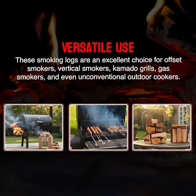 Smoking Wood Mini Splits, 6-Inch Firewood Logs, Naturally-Cured Hickory Hardwood for Wood-Fired Ovens, Smokers, BBQ & Charcoal Grills, USA Made, 12-17 lbs., 800 Cubic Inches