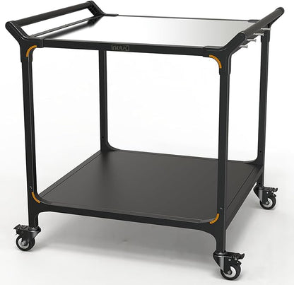 NUUK Grill Cart 32" x 32" Stainless Steel Pizza Oven Table with Double-Shelf Rolling Kitchen Island Cooking Station, Indoor & Outdoor Food Prep Cart