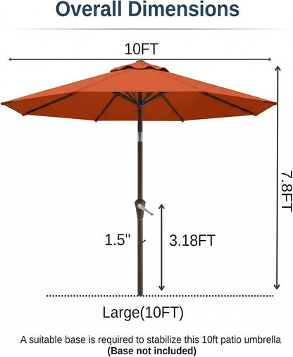 10FT Patio Umbrella, Outdoor Umbrella - Image 8