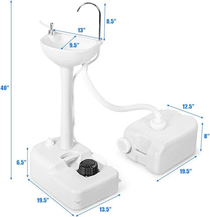 S AFSTAR Portable Hand Sink, Camping Sink with Wheels, 4.5 Gal Water Tank & Soap Dispenser, Rolling Hand Wash Basin Stand W/6.5 Gal Sewage Tank, Foot Pump Hand Wash Station for RV Outdoor Gatherings