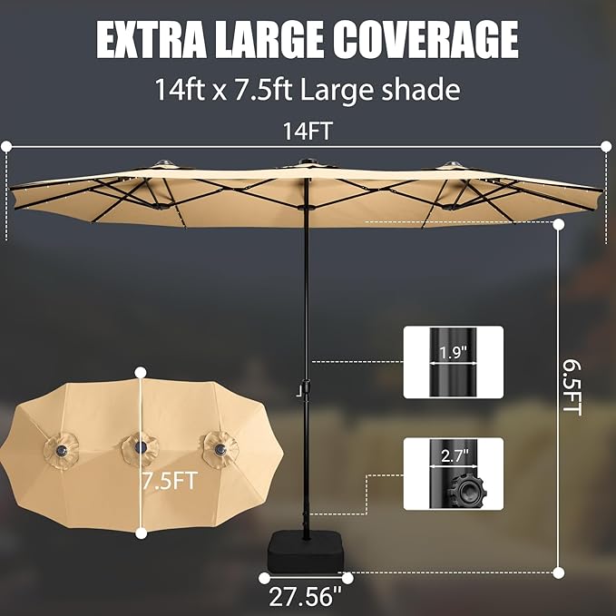 15FT Large Patio Patio Umbrella - Image 4