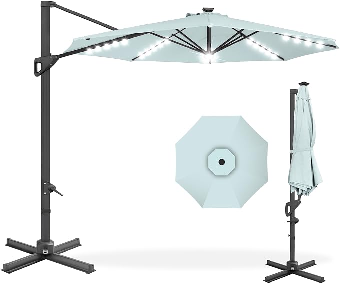 Best Choice Products 10ft Solar LED Cantilever Patio Umbrella, 360-Degree by Unknown