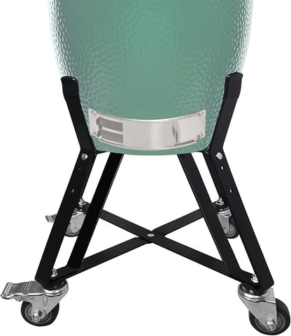 Large Big Green Egg Nest, Grill Stand for Big Green Egg Accessories, Rolling Nest with Heavy Duty Locking Caster Wheels Powder Coated Steel for BGE Smoker Kamado Joe Accessories