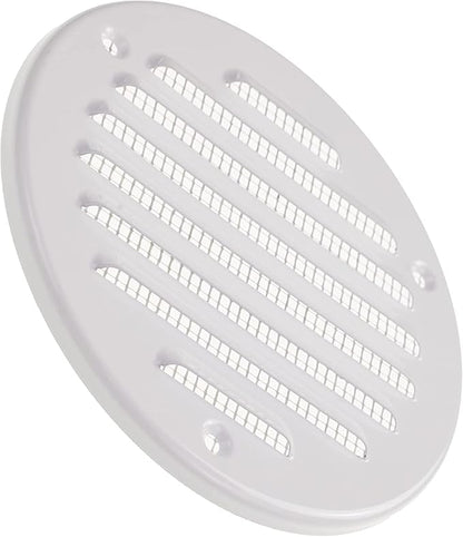 Vent Systems - 4 Inch (Inner) Pack of 10 White Metal Round Soffit Air Vent Grille Cover, Register air Vent Deflector, Louver - Built-in Mesh - HVAC for Bathroom, Home Office, Kitchen 5 Inch (Outer)