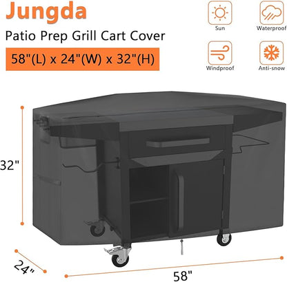 Outdoor Prep Table Cover for Blackstone ProSeries 28" Prep Grill Cart,Waterproof Outdoor Pizza Oven Cart Cover,Patio BBQ Grill Stand Covers - 58 X 24 X 32 Inch