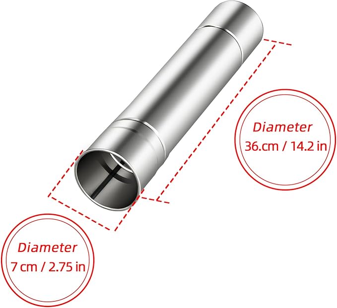2-Pcs Heavy-Duty Stainless Steel Stove Pipes, 2.75-Inch Diameter, Reinforced Rolled-Edge, for CAMPJOURNEY Hot Tent Stoves & Camping Stoves (14.29-Inch Length)