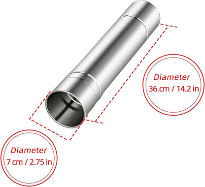 2-Pcs Heavy-Duty Stainless Steel Stove Pipes, 2.75-Inch Diameter, Reinforced Rolled-Edge, for CAMPJOURNEY Hot Tent Stoves & Camping Stoves (14.29-Inch Length)