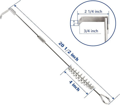 FIRELOOP 20" Stainless Steel Ash Tool Poker for Big Green Egg,Kamado Joe,and Charcoal Grills Durable 304 Stainless Steel,Detachable Handle,Fits Small Large Medium Big Green Egg (20 inches)