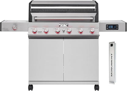 Monument Grills 6-Burner Convertible Natural Gas Smart bbq Grill Stainless Steel Denali 605 with Smoke Box