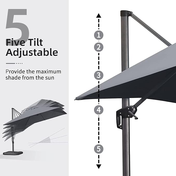 PURPLE LEAF Patio Cantilever Umbrella 10' x 13' Large Space - Image 7