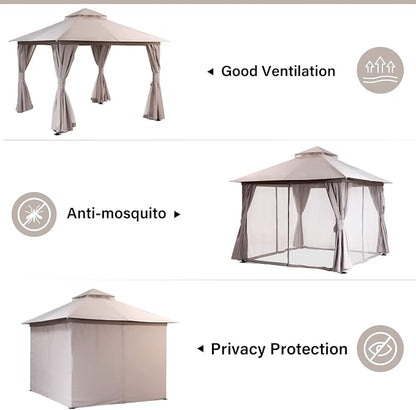 10'x10' Outdoor Gazebo, Metal Frame Heavy Duty Patio Canopy Tent Shelter - Image 5