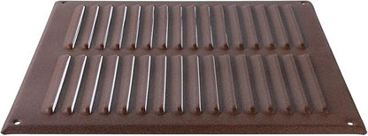 Square Ventilation Grille / 10" x 10" Inch Inside Measurement/Brown Metal Air Vent Louver - Inside/Outside use / 11.6" x 11.6" Inch Outer Measurement