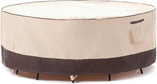 F&J Outdoors Patio Furniture Covers Waterproof UV Resistant Rip-stop Fabric Round Outdoor Furniture Cover, 96" Dia x 27.5" H