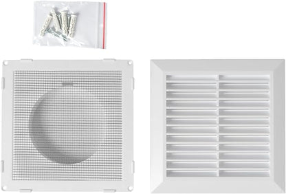 White 4" Inch Ventilation Grille - Inside/Outside use - (Flange 3.9"Ø/Cover 6.7"x6.7") - Air Vent Louver - Exhaust Hood - Available 3 Sizes / 4 Colors, White