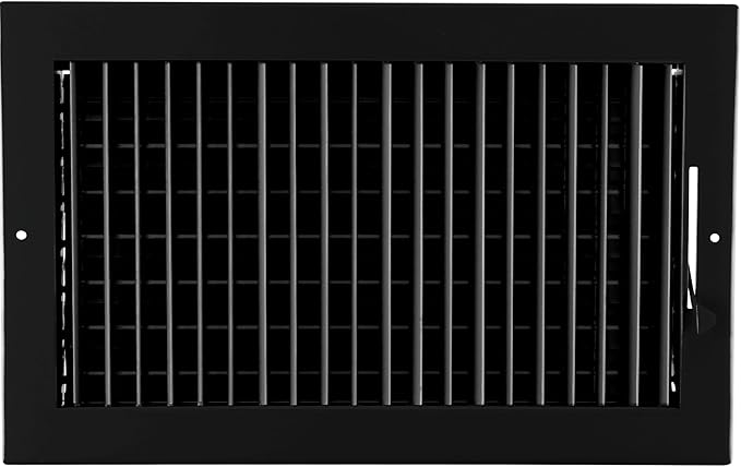 14" X 10" Adjustable AIR Supply Diffuser - HVAC Vent Cover Sidewall or Ceiling - Grille Register - High Airflow - Black [Outer Dimensions: 15.75"w X 11.75"h]