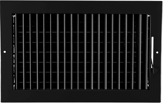 14" X 10" Adjustable AIR Supply Diffuser - HVAC Vent Cover Sidewall or Ceiling - Grille Register - High Airflow - Black [Outer Dimensions: 15.75"w X 11.75"h]