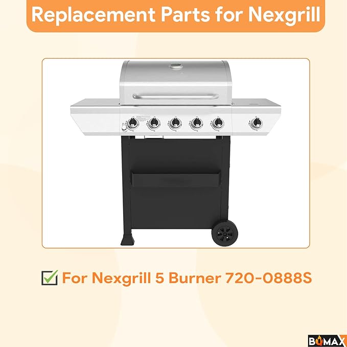 BQMAX Grill Replacement Parts for Nexgrill 5 Burner 720-0888S, Grill Grate, Burner and Heat Plates for Nexgrill Replacement Parts 720-0888S, Grill Parts for Nexgrill 720-0888S Replacement Parts