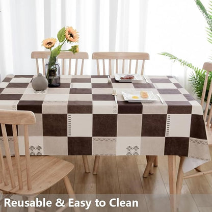TruDelve Heavy Duty Vinyl Tablecloth Plastic Table Cloth Waterproof Wipeable PVC Table Cloth Rectangle Table (54'' x 72'', Lattice-2)