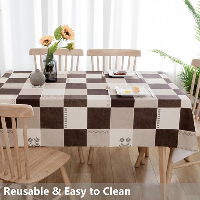 TruDelve Heavy Duty Vinyl Table Cloth Plastic Table Cloth Waterproof Wipeable PVC Vinyl Tablecloths for Rectangle Tables (54'' x 108'', Lattice-2)