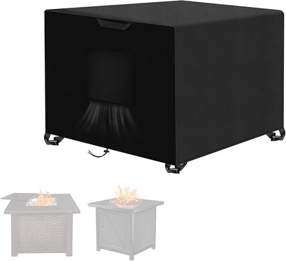 Kovshuiwe Porch Shield Fire Pit Cover Square-600D Fabric Waterproof and Resistant, Fits Outdoor For 28-32 Inch Fire Pit /Table Cover, Gas Fire Pit Cover-32"L x 32"W x 24"H, Black