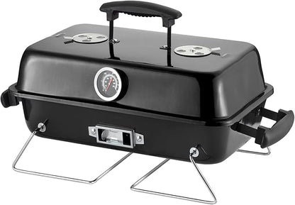 Portable Charcoal Grill, Tabletop Outdoor Barbecue Smoker, Small BBQ Grill for Outdoor Cooking Backyard Camping Picnics Beach,BLACK