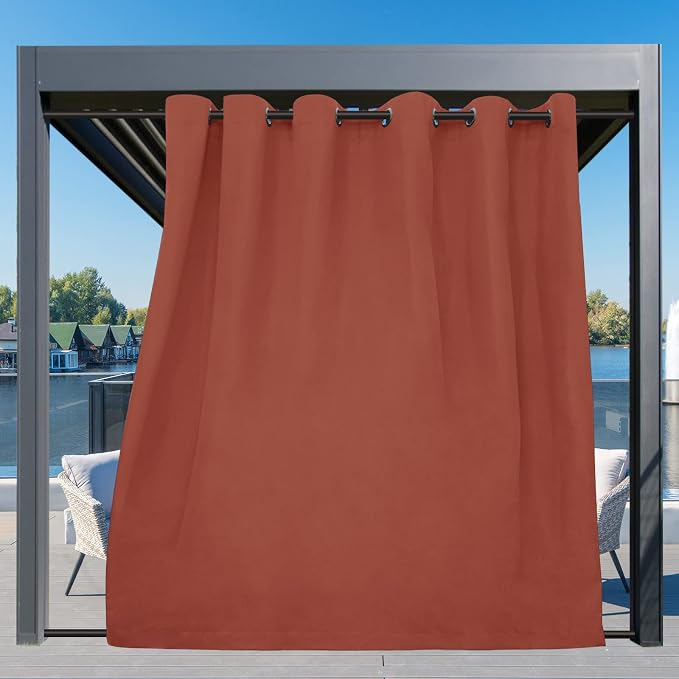 Easy-Going Outdoor Curtains for Patio 1 Panel, 110x108 inch, Terra Red | - Image 3