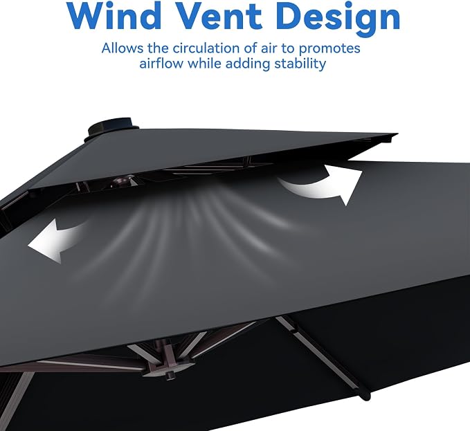 10x13FT Cantilever Outdoor Patio Umbrellas，Double Top Large Rectangle Umbrella - Image 6