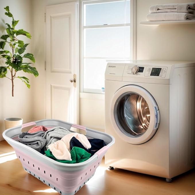 SAMMART 42L(11 gallons) Collapsible Plastic Laundry Basket - Foldable Pop Up Storage Container/Organizer - Portable Laundry Hamper- Space Saving Outdoor