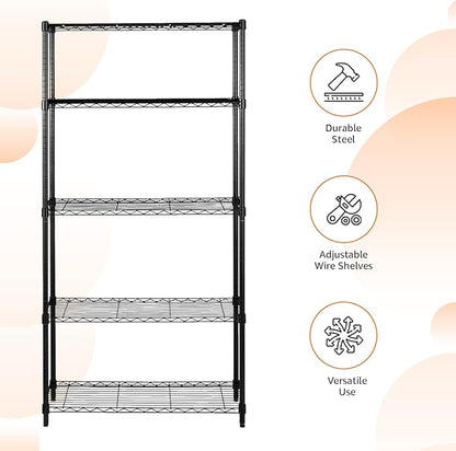 Amazon Basics 5-Shelf Adjustable Heavy Duty Steel Wire Storage Shelves - Image 4